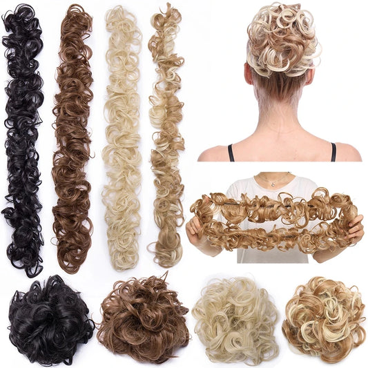 80cm Synthetic Chignon Messy Scrunchies Elastic Band Hair