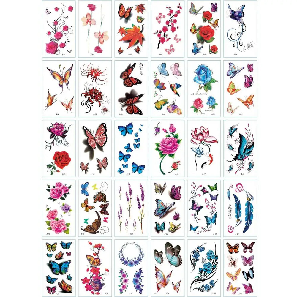 Wholesale 30 Sets (30Pcs/Set) No Repeat Temporary Tattoo Stickers Waterproof