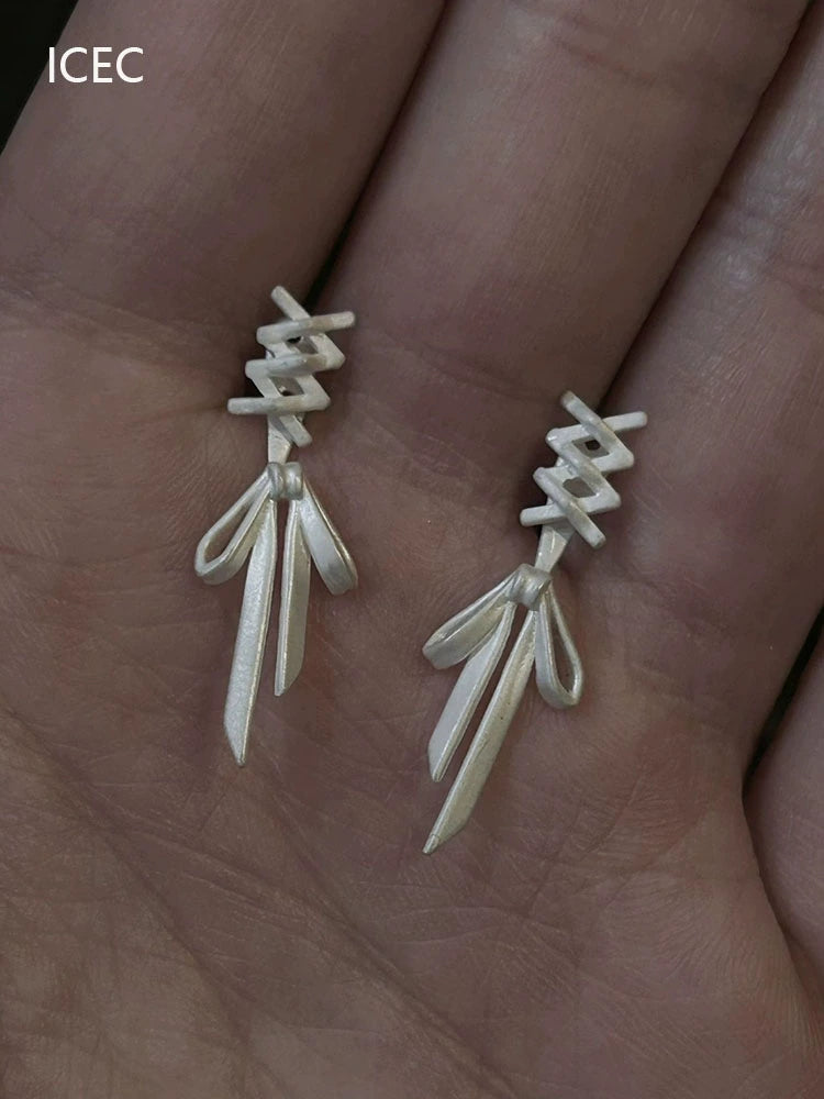 Old Style Sterling Silver Needle Anti-Allergy Earrings for Women