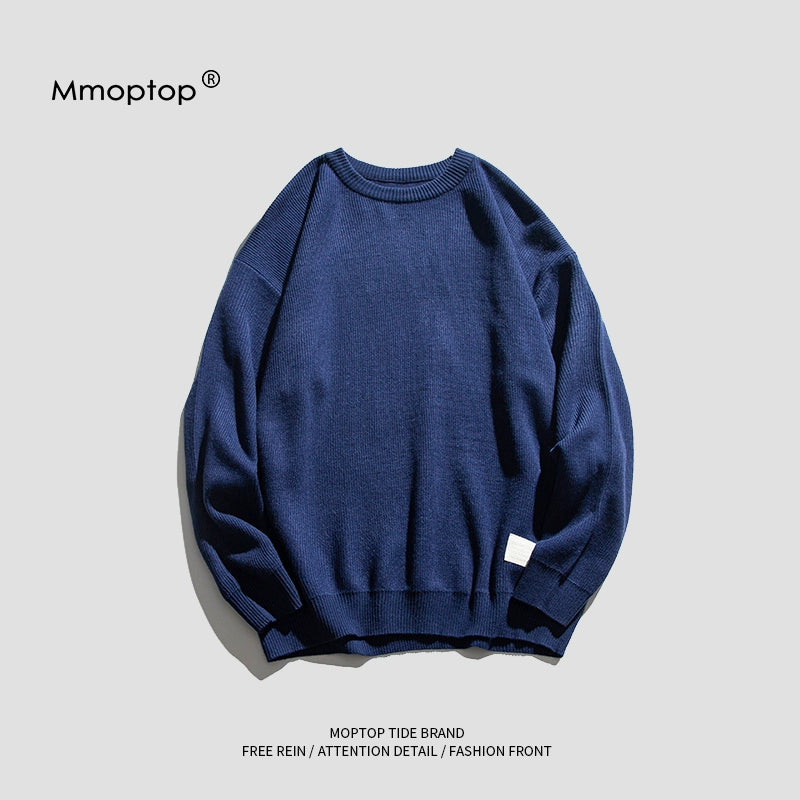 Solid Color Men Loose-Fitting Versatile Sweater