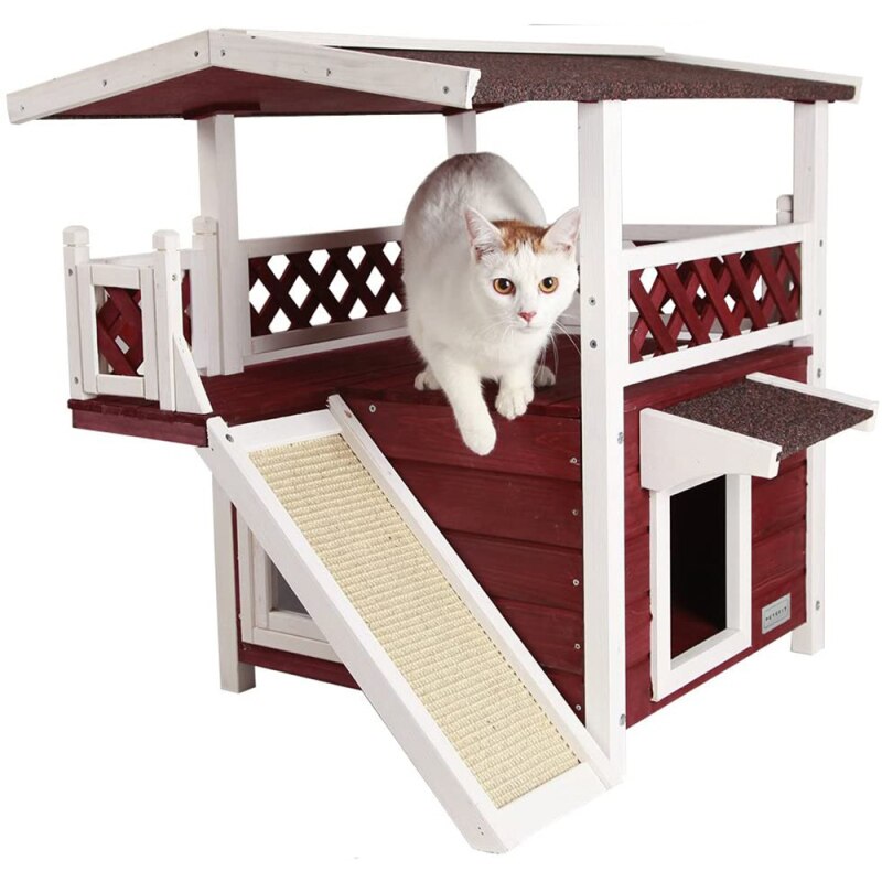 Cat House for Outdoors Weatherproof with Escape Door