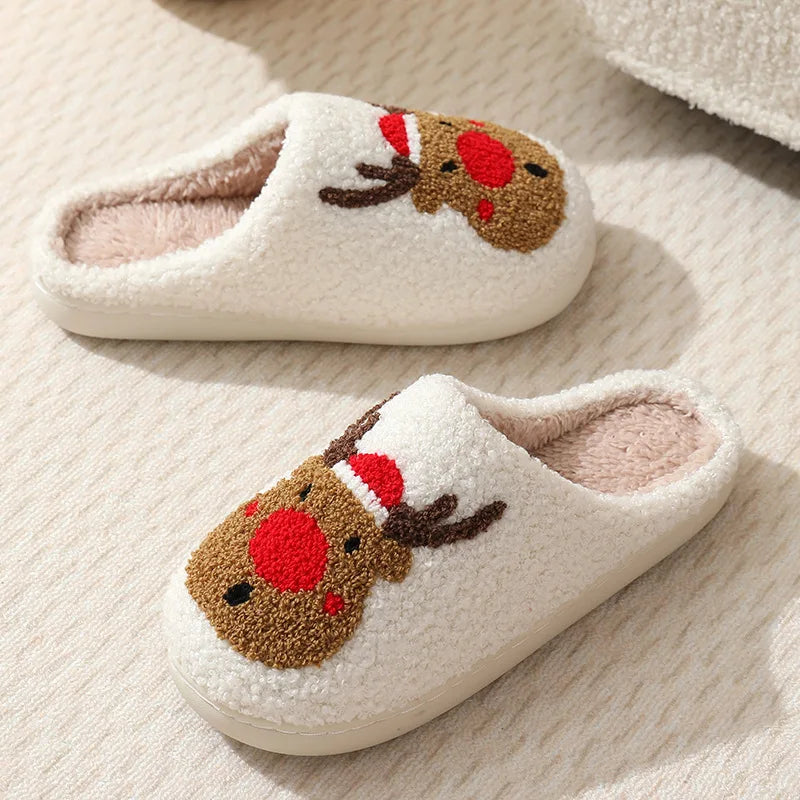 Winter Christmas Deer Cotton Slippers