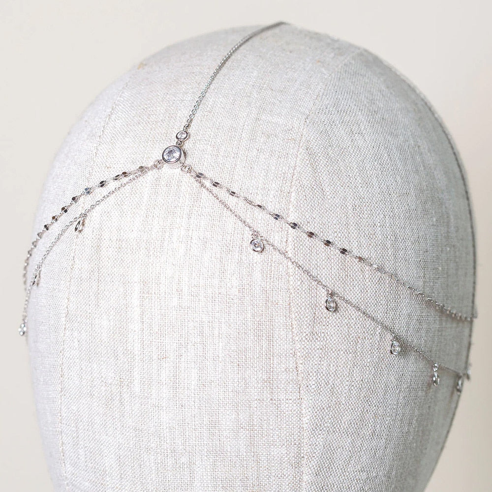 Elegant Round Rhinestone Head Chain