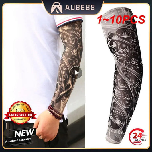 1~10PCS Fake Temporary Tattoo Sleeves Tattoos Full Long Slip On Arm