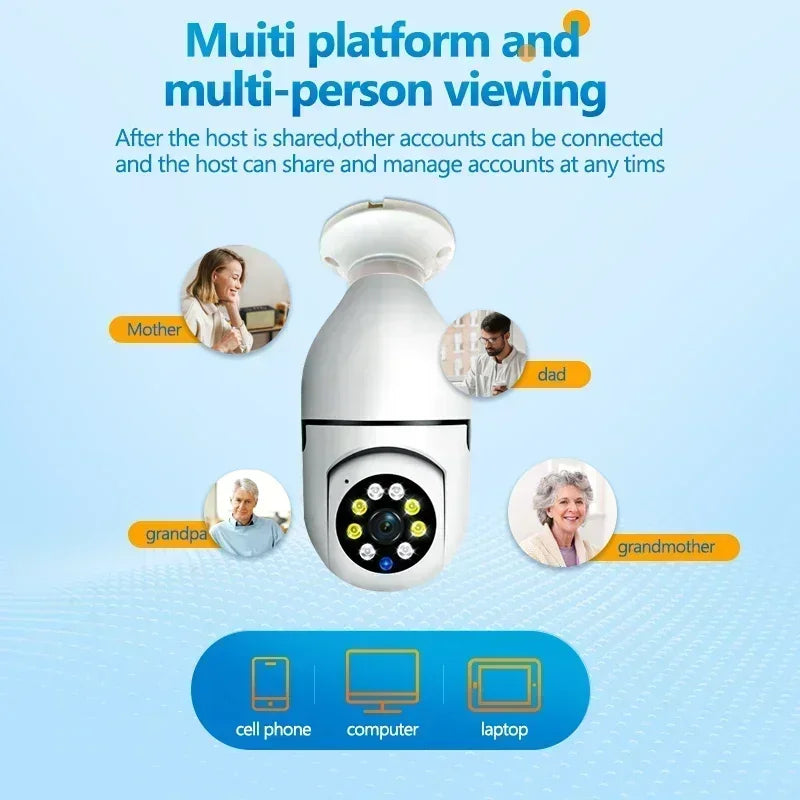 5MP E27 Bulb Surveillance 4X Digital Zoom Cameras