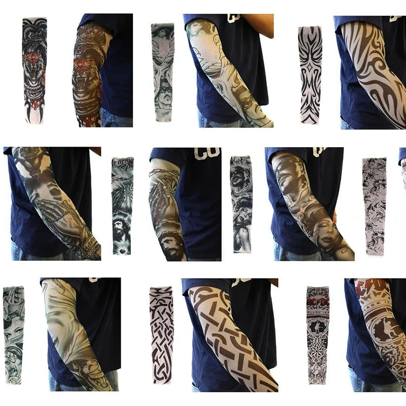 6 SETS Summer Outdoor Cycling MTB Sunscreen 3D Print Tattoo Sleeve