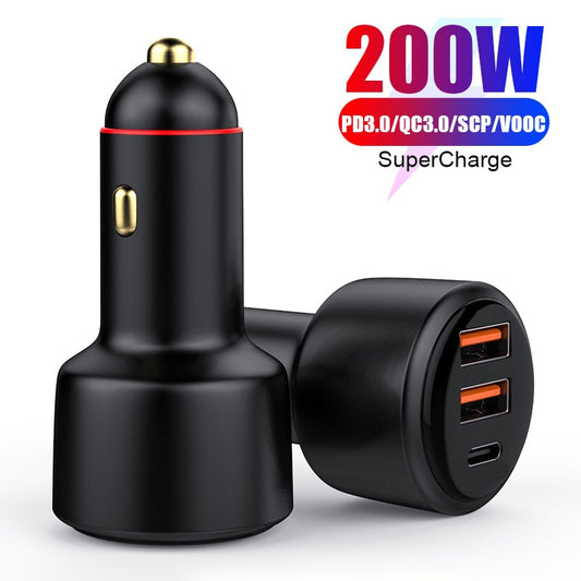 200W USB PD 36W Car Charger Super Fast Charger2.0 100W 65W